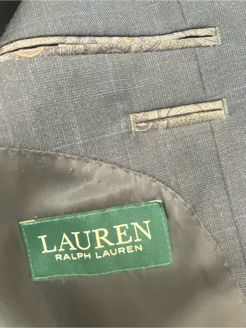 Ralph Lauren Navy Windowpane Wool Two-Button Blazer